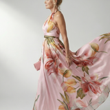Amiela™ | Vestido Maxi Halter con Estampado Floral Grande