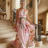 Amiela™ | Vestido Maxi Halter con Estampado Floral Grande