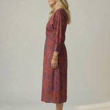 Luna™ | Vestido Midi Cruzado de Manga Larga con Estampado Natural
