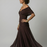 Calena™ | Vestido Midi Off-Shoulder con Escote Drapeado