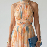 Elina™ | Vestido Midi Halter con Detalle Fruncido