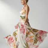 Amiela™ | Vestido Maxi Halter con Estampado Floral Grande