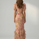 Viviana™ | Vestido Maxi Floral con Cuello Alto y Manga Abullonada