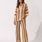 Zenaida™ | Conjunto Crochet Rayas Kimono y Pantalón