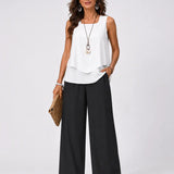 Gregoria™ | Conjunto Bicolor Blusa Blanca y Pantalón Negro