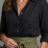 Vera™ | Conjunto Blusa Negra y Falda Midi Verde Oliva
