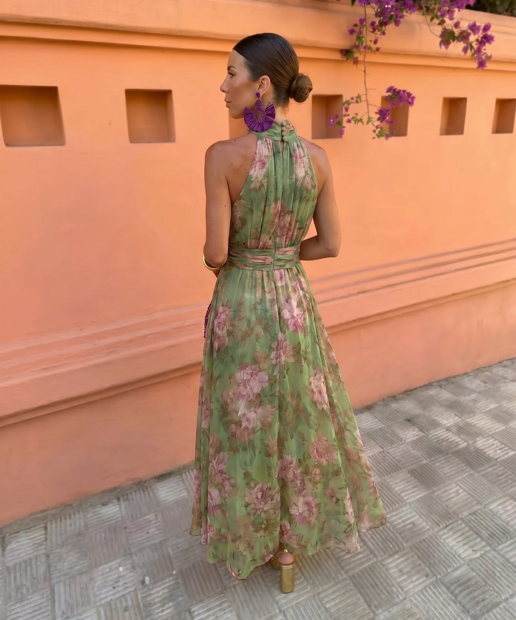Florencia™ | Vestido Largo Floral con Escote Bajo